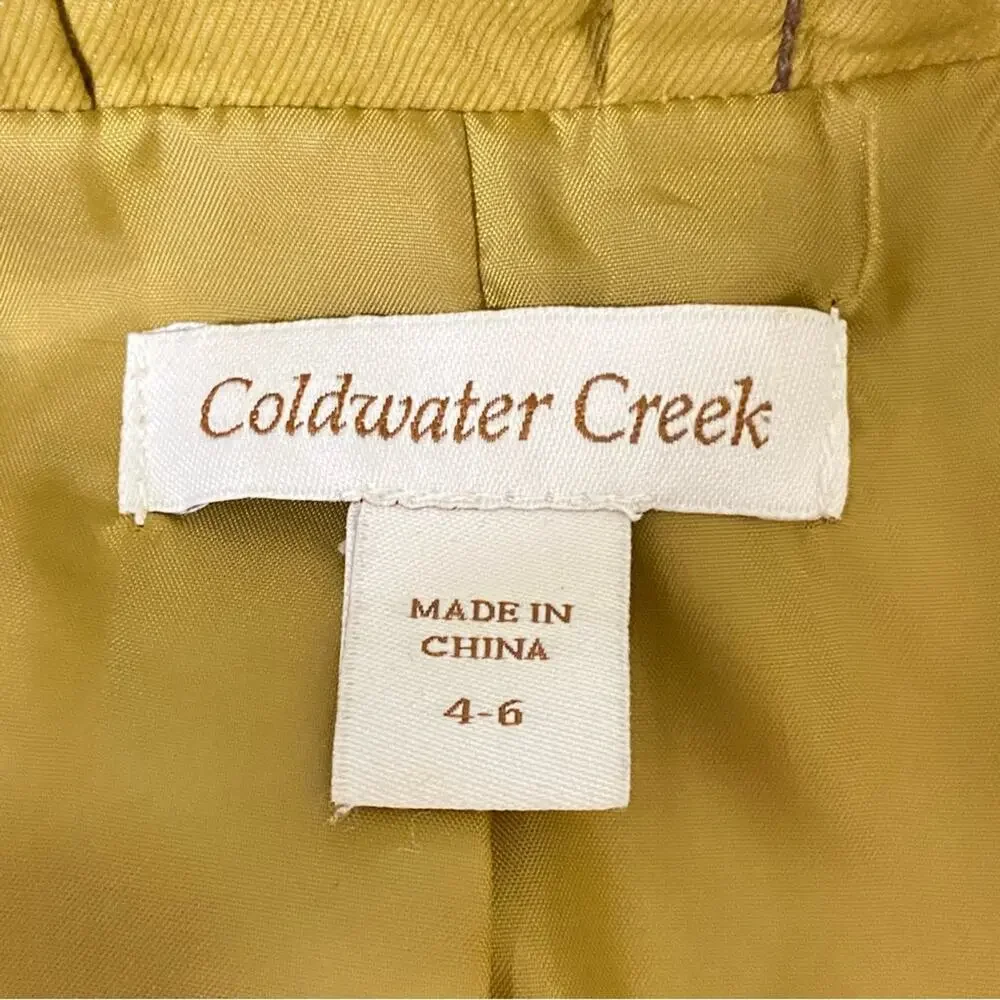 Coldwater Creek Mustard Yellow Drawstring Scrunch Snap Jacket Women’s Size 4-6